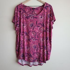 Simply Emma pink floral paisley t shirt 2x